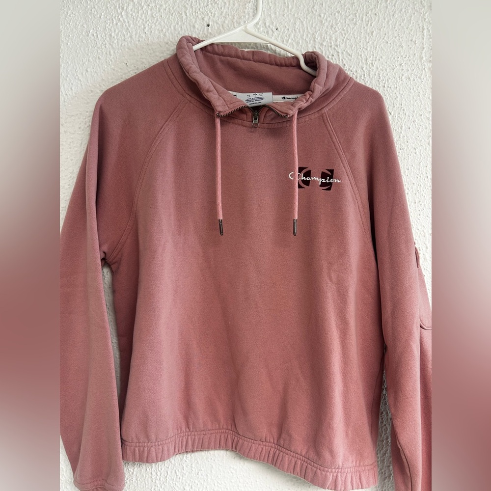 Champion Campus 1/4 Zip Neck Sweatshirt Dusty RoseSz L athletic mock sweatshirt